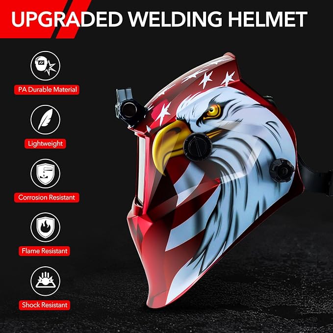Welding Hood Auto Darkening Welding Helmet with Light True Color 1/1/1/2 Top Optical Clarity Wide Shade 9-13 Welding Mask with Grinding Weld Helmet (KTS-JD14)