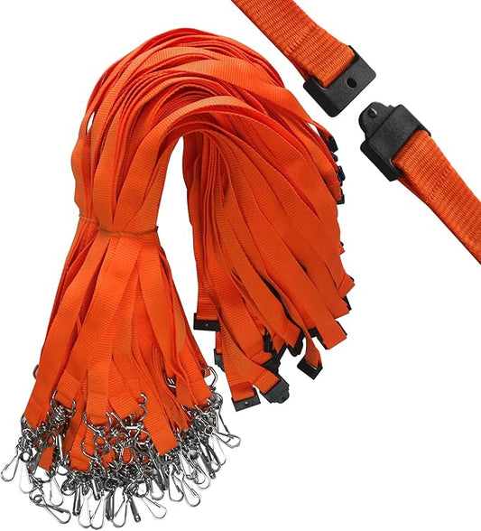 66 Pcs Breakaway Lanyards with Swivel J Hook Premium Bulk Flat Safety Lanyards for ID Badges, Schools, Students, Coaches, Festivals, Volunteers and Team Activities (Orange)
