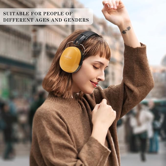 Hearing Protection Ear Muffs,NRR 28db Noise Cancelling for Shooting, Mowing, Construction,Yellow