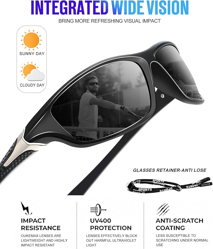 Polarized Sunglasses-Men Sports Sunglasses: Mens Sunglasses Polarized Running Sun Glasses Driving Fishing 3 Packs