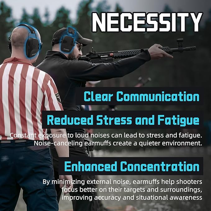 ZOHAN EM054 Electronic Ear Protection for Shooting Range with Sound Amplification Noise Reduction, Ear Muffs for Gun Range