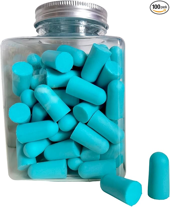 Soft Foam Earplugs 50 Pair,32dB Highest NRR for Noise Reduction,Safety Hearing Protection Ear Plugs for Eliminate The Noise,Contoured for Comfort Slow Rebound,Tapón para el oído (Blue, Normal)
