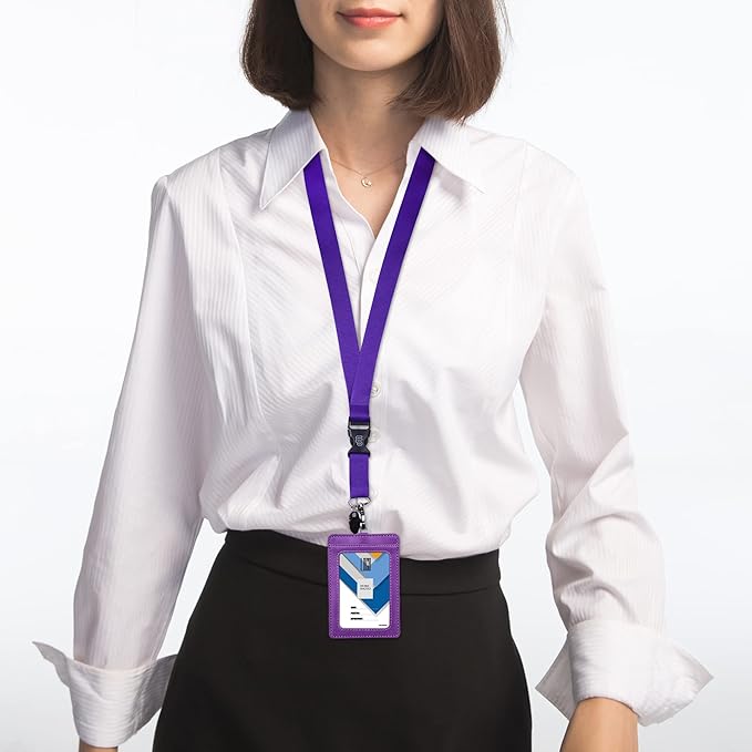 Wisdompro Office Lanyard, 5pcs 23 inch Polyester Neck Strap with Oval Clasp and Detachable Buckle for Phones, Camera, USB, Keys, Keychain, ID Name Tag Badge Holder - Purple
