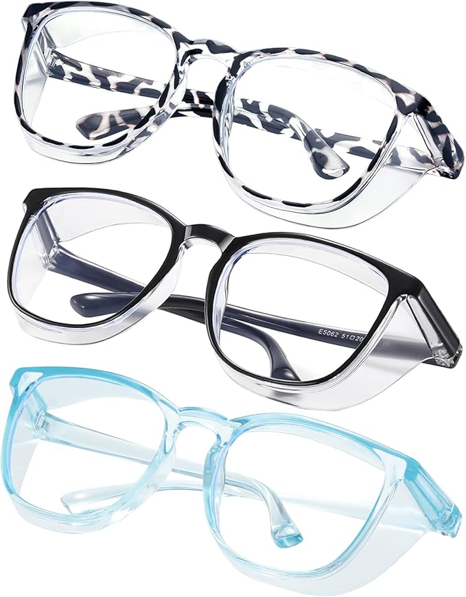 Safety glasses Goggles Nurses Protective Eyewear - Anti Fog Square Frame Stylish Clear Glasses for Women Men