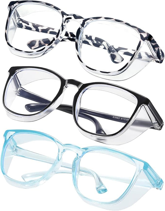 Safety glasses Goggles Nurses Protective Eyewear - Anti Fog Square Frame Stylish Clear Glasses for Women Men