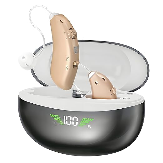 Hearing Aids for Seniors with Hearing Loss (Not Amplifier), Rechargeable Latest 16-Channel Digital Hearing Aids with Intelligent Noise Cancellation and 5-Day Battery Life