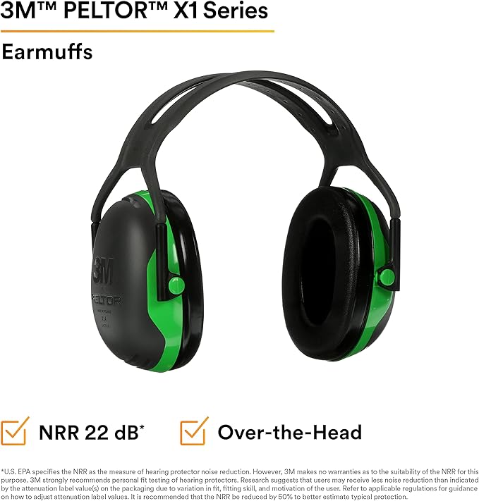 3M PELTOR Ear Muff Hearing Protection, X1 Series, Noise Protection, Construction, Manufacturing, Maintenance, Automotive