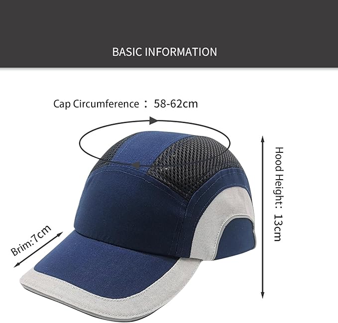 Lightweight Hard Hat Safety Bump Cap Safety Hard Hat Head Protection Cap Breathable Baseball Hat Style Comfortable Head Protection Hat for Work