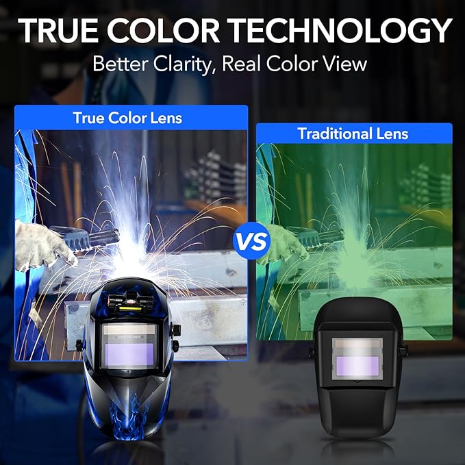 Welding Hood Auto Darkening Welding Helmet with Light True Color 1/1/1/2 Top Optical Clarity Wide Shade 9-13 Welding Mask with Grinding Weld Helmet (KTS-JD15)
