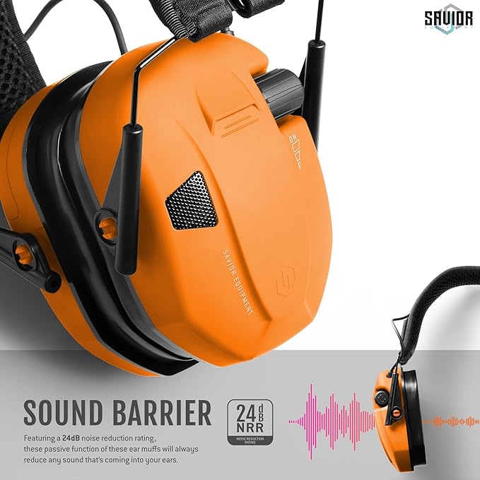 Savior Equipment Apollo Electronic Earmuffs For Shooting w/Gel Ear Pads, 24dB NRR, Noise Cancelling Ear Protection Headset