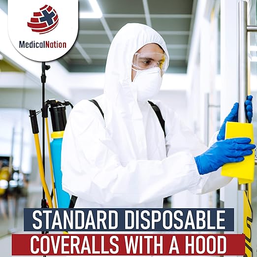 Hazmat Suits Disposable | 1 Pack, 6X-Large | Protective Coveralls with Attached Hood and Boots | Heavy Duty Full Body Painters Suit for Adults - Breathable & Water Resistant | 6XL