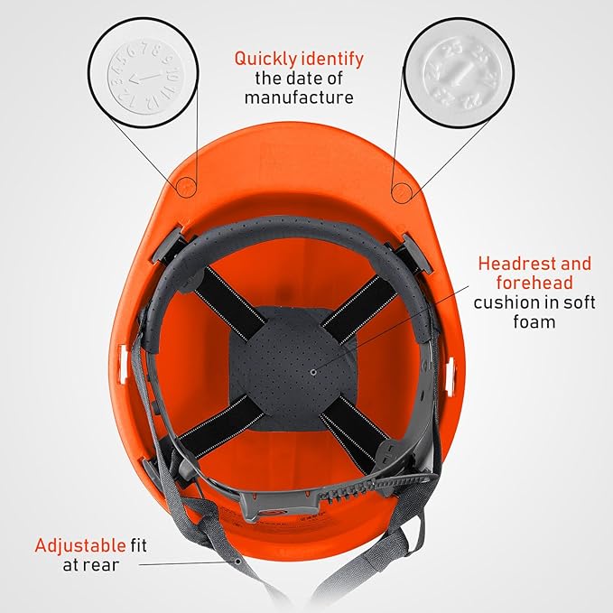 Leumoi 10 Pcs Suspension Hard Hat, Construction Hard Hat for Safety, Ratchet Cap Style with Self Adjusting Crown Straps for Man Woman
