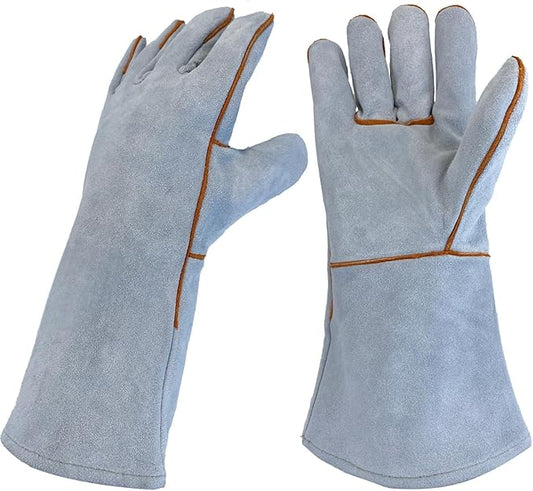 Leather MIG Welding Gloves with Reinforced Palm, Kevlar Stitching, Heat Fire Resistant for Welding/Grilling/BBQ
