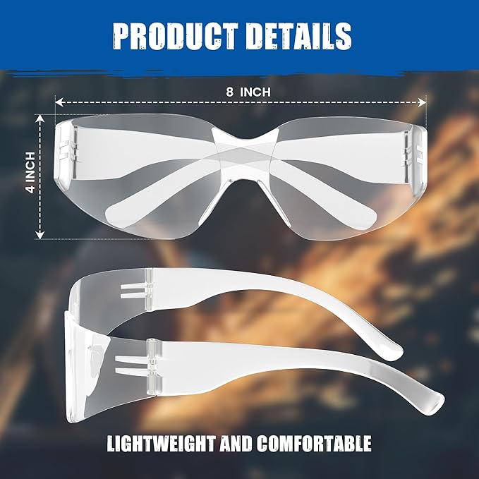 Safety Glasses with Readers - Clear | Polycarbonate Frame with UV400 Protection | Scratch Resistant Coating Bifocal Wrap Around Safety Glasses | 1.0-12PK
