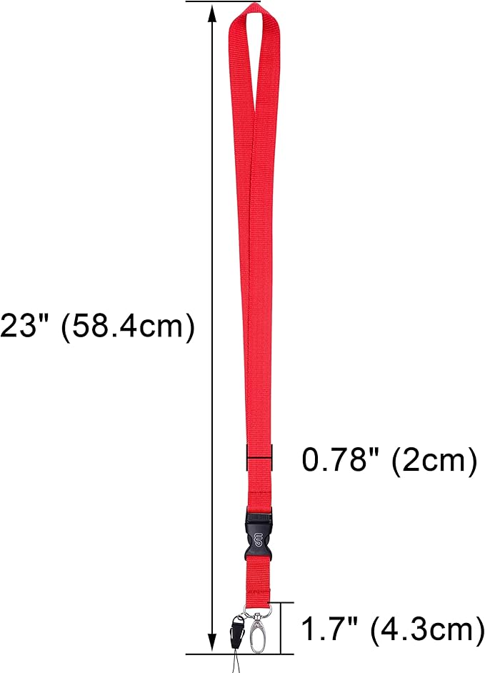 Wisdompro Office Lanyard, 5pcs 23 inch Polyester Neck Strap with Oval Clasp and Detachable Buckle for iPod, Phones, Camera, USB, Key, Keychain, ID Name Tag Badge Holder - Watermelon Red