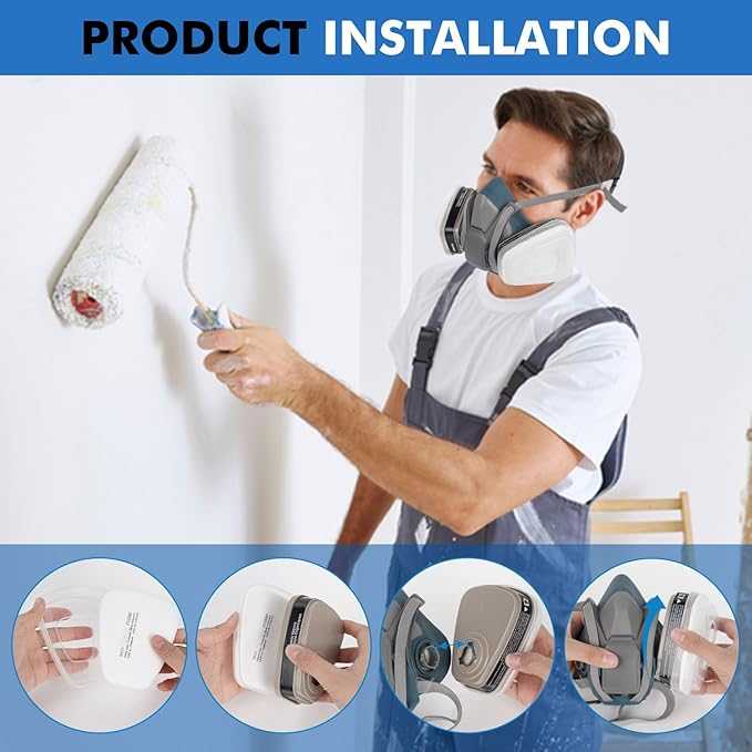 1 Set 6001 Filter Cartridges for Respirator, 2 Pcs 6001 Filter Cartridges+2 Pcs Filter Covers+8 Pcs 5N11 Filter Cottons, Replacement 6200/6000/6502/6800/7000/FF402 Series Paint Respirator Mask