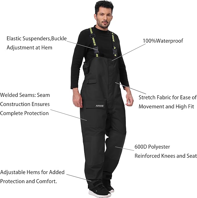 Men’s Waterproof Sailing Jacket & Bib Set – Coastal Breathable Hard Shell, Hi-Vis Hood, Cordura Reinforced