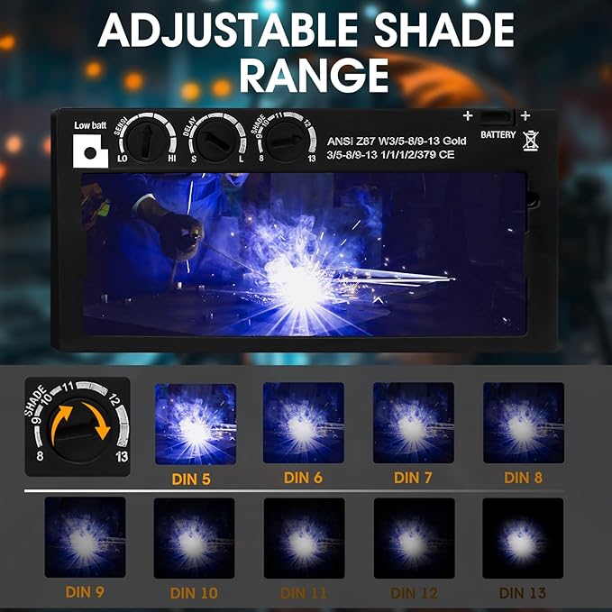 2x4 Auto Darkening Welding Lens with Variable Shade 8-13, 2x4 1/4 HD Welding Lens Replacement for Pancake, Pipeliner Welding Hoods, Standard Welding Helmets (Thickness 5/16 Inch)