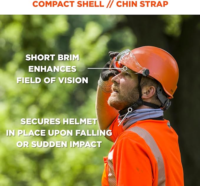 Ergodyne Skullerz 8974V Safety Helmet Class E Safety Helmet with Visor, Anti-Fog Clear Lens