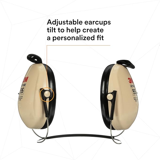 3M PELTOR Hearing Protection Optime 95 Earmuffs, Adjustable Earcups, E-A-Rfit Compatible, Stainless Steel