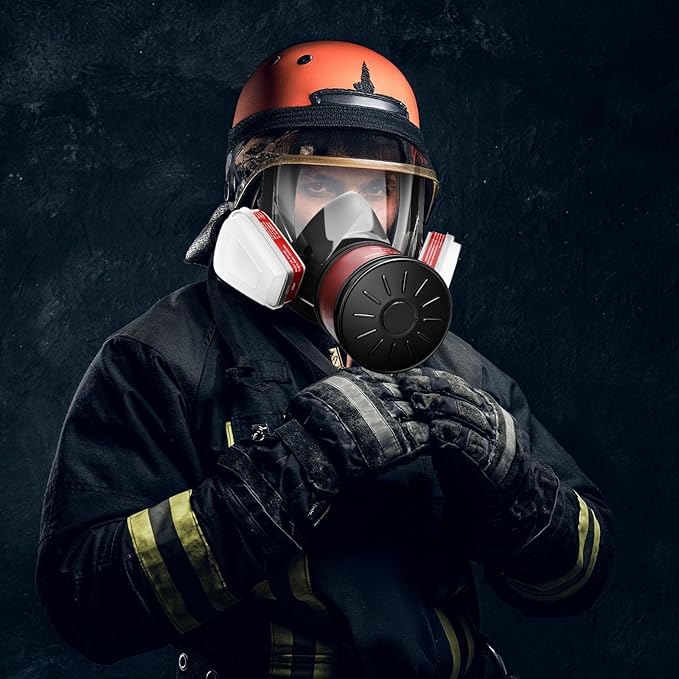 2025 Upgraded Gas Mask, Gas Masks Survival Nuclear and Chemical, Full Face Gas Mask with 40mm Activated Carbon Filter and 6001 Filter, 6800 Respirator Mask for Gases, Vapors, Dust, Chemicals