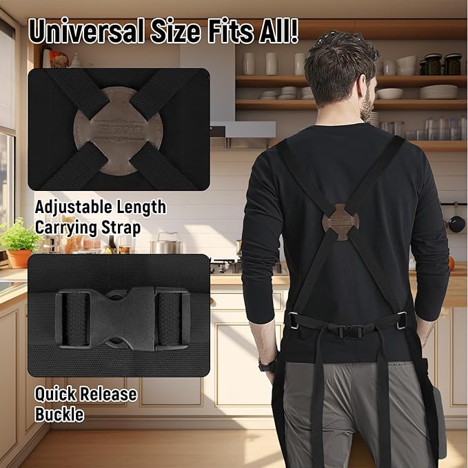 Professional Chef Apron, 100% Cotton Canvas, Perfect for Cooking, Grilling, BBQ, and Kitchen Work, Durable & Stylish