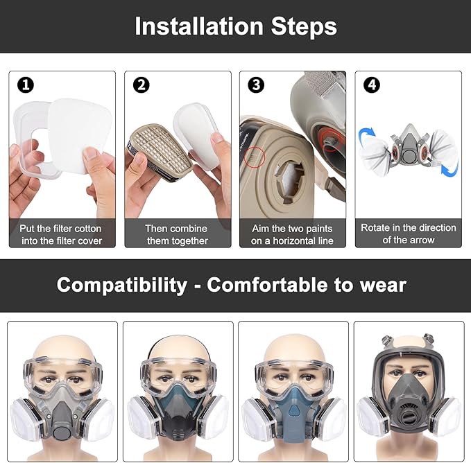 15 Pair 6001 Filter Cartridges for Respirator, Respirator Cartridges & Filters - Against Organic Vapor/Chemical/Paint, Respirator Filters Compatible with 6200, 6800, 6502, 7502, 4008 Series