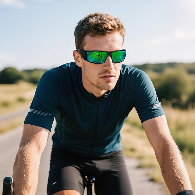 Polarized Sports Sunglasses for Men Women Unbreakable Frame Cycling Fishing Wrap Around Sunglasses UV400 Protection
