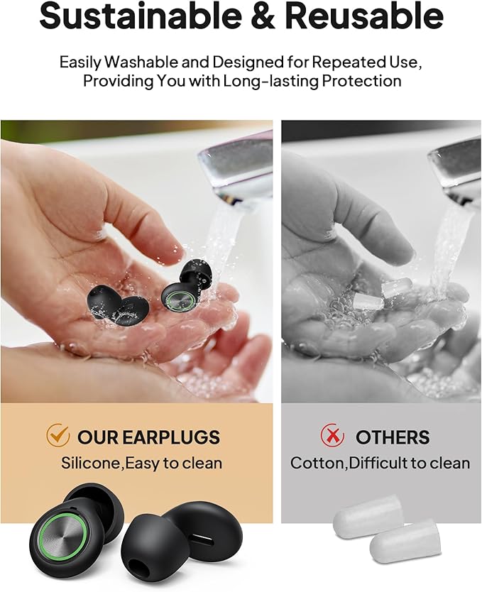 Ear Plugs for Sleeping Noise Cancelling, Reusable Silicone Ear Plugs for Sleeping with 8 Eartips and Case, 45dB Noise Reduction, High-Fidelity Hearing Protection Ear Plugs for Concert and Snoring