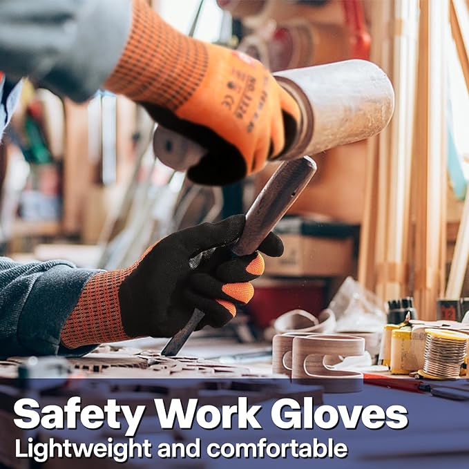 Schwer ProGuard Highest Level Cut Resistant Work Gloves PR3326 for Extreme Protection, ANSI A9 Cut Gloves with Reinforced Thumb, Non Slip, Breathable, Cooling, Durable, Touch-screen, Orange 2 Pairs（S）