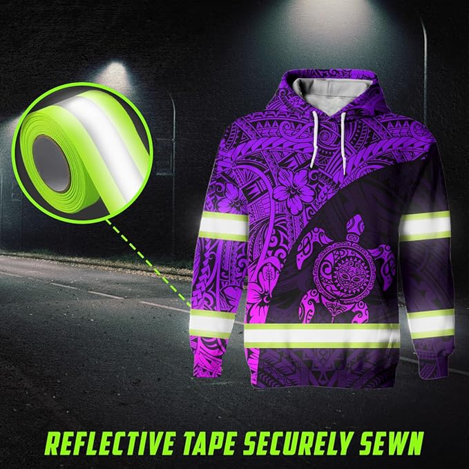 Matedecor Skull High Visibility Shirt Men Reflective Safety Shirts US Flag Custom Name Workwear, Runners, Walkers, Patriotic