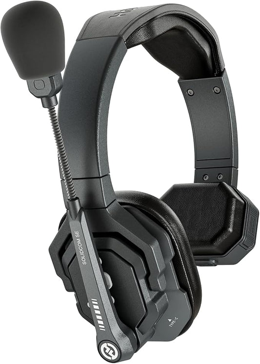 Hollyland Solidcom SE Wireless Remote Headset ENC Full Duplex 1100ft Team Communication Headsets with PTT Mute Single Ear Headset for TV Film Production (2.4GHz Version)