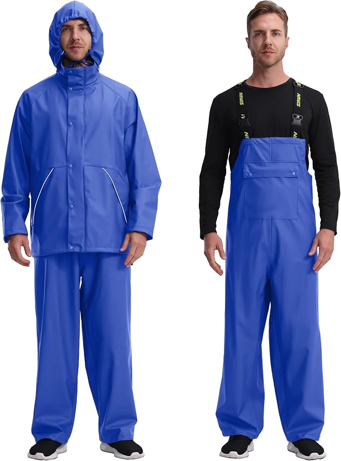 Rain Suit for Men Heavy Duty Workwear Waterproof Jacket with Pants 3 Pieces