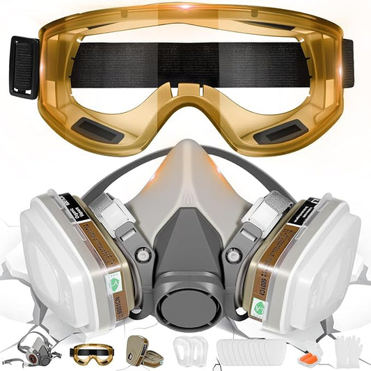 Respirator Mask with Filters - Reusable Gas Mask Against Organic Vapor Formaldehyde for Chemicals Spray Paint