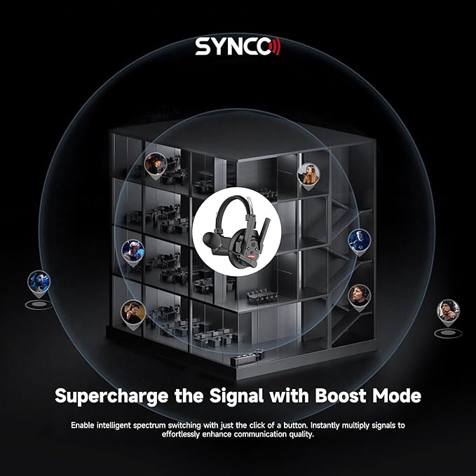 SYNCO XTALK XPro2 X2 Wireless Intercom Headset System 2.4 GHz Full Duplex 1640feet/500 Meter Communication System for Live Show Stage Performance Movie Shoot