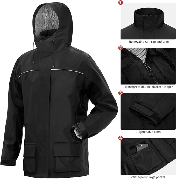 iCreek Motorcycle Rain Suit for Men and Women Waterproof Anti-storm Raincoat High Visibility Rain Gear