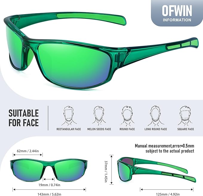 Sports Polarized Sunglasses for Men Women Wrap Around Sun Glasses Fishing Cycling Driving Running UV Protection