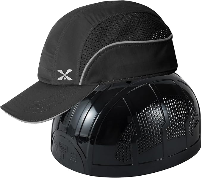 TIHEEN Unisex Safety Bump Cap, Baseball Hat Style with Reflective Stripes Lightweight and Breathable Hard Hat Head Protection Cap