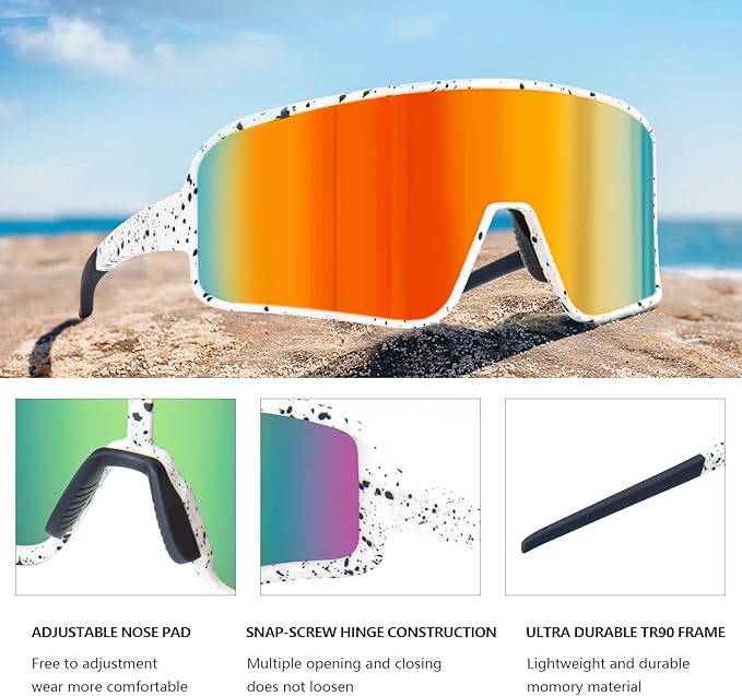 MAXJULI Polarized Sunglasses for Men Women, Windproof Outdoor Sports Cycling Running UV400 Protection Sun Glasses 8121
