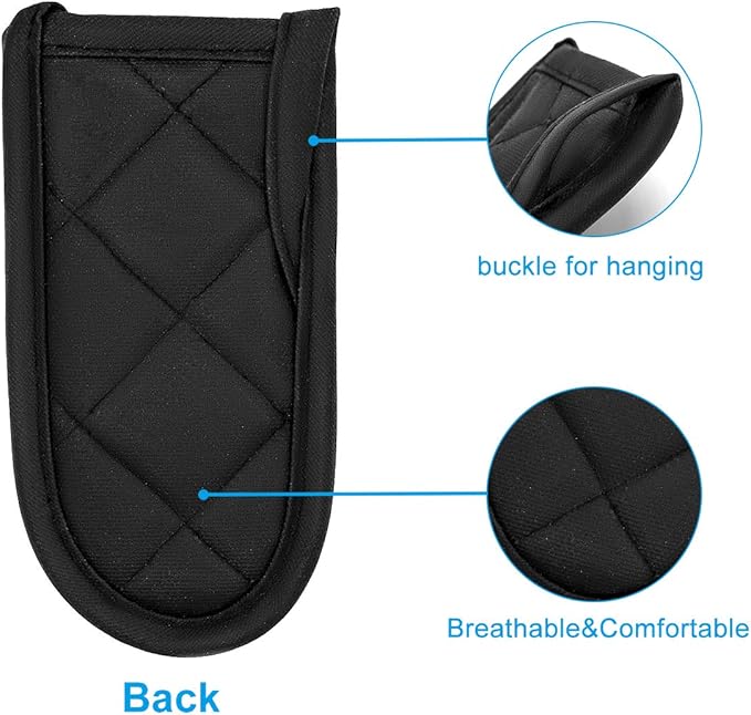 Evoio Cast Iron Skillet Handle Covers, Pot Handle Covers Heat Resistant, Heat Resistant Pot Pan Skillet Hot Handle Holder Sleeves Mitt Cover for Kitchen, BBQ and Baking Cookware (4-Pack Black)