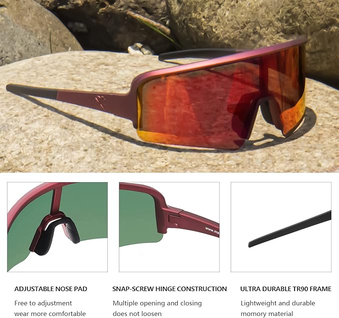 MAXJULI Polarized Sunglasses for Men Women, Windproof Outdoor Sports Cycling Running UV400 Protection Sun Glasses 8121