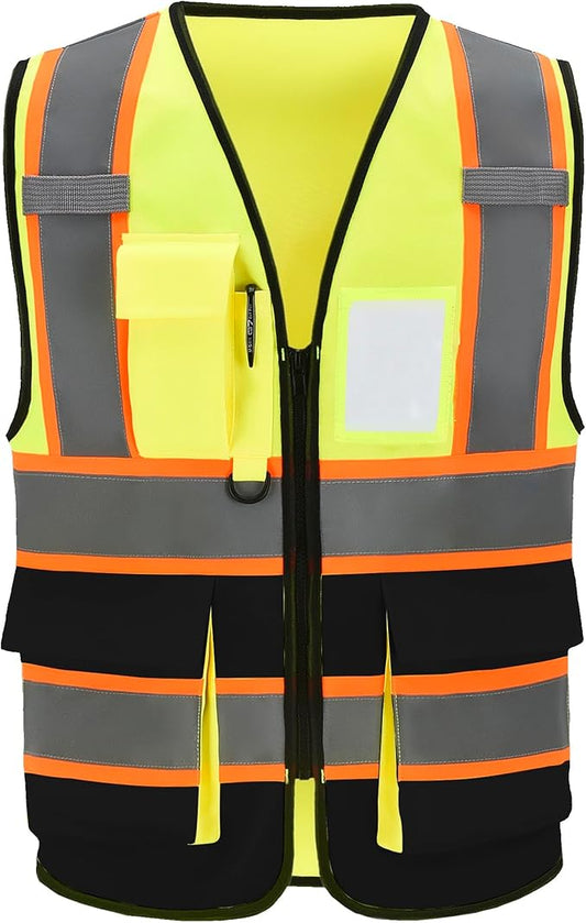 AYKRM 11 color High Vis Reflective Safety Vest for Women Men Security Pocket Zipper