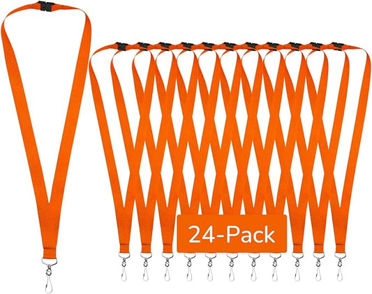 24-Pack Breakaway Lanyards, Polyester Neck Straps for ID Cards, Keys, Office, School & Events