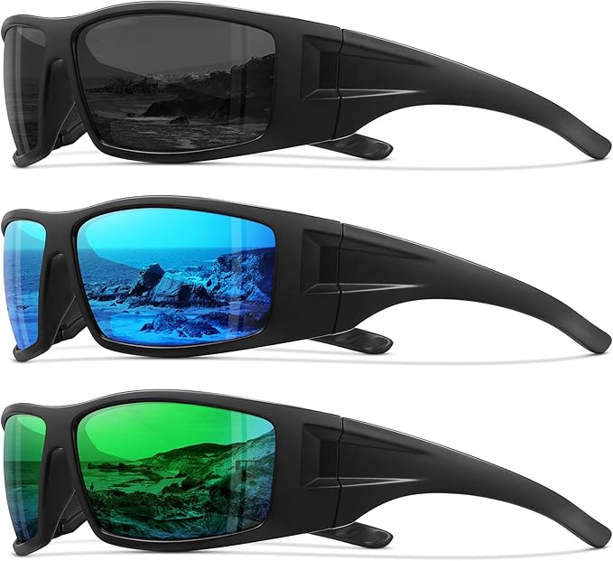 Polarized Sports Sunglasses for Men Women Unbreakable Frame Cycling Fishing Wrap Around Sunglasses UV400 Protection