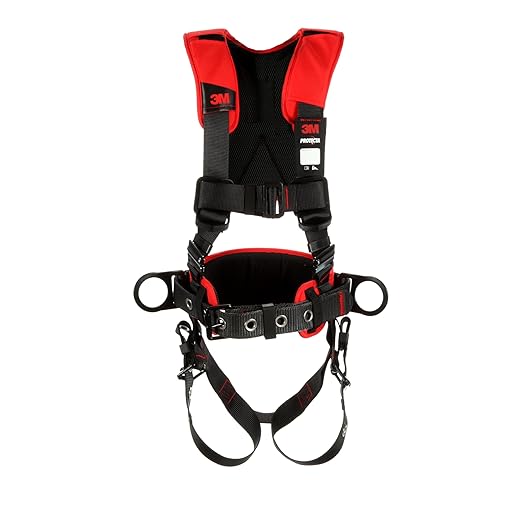 3M Personal Protective Equipment ProteComfort Construction Style Positioning Harness 1161207, Black, X-Large, 1 EA/Case