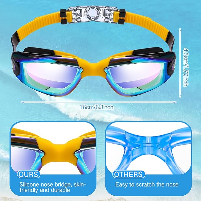 Konohan 8 Pack Kids Goggles Swim Goggles for Adult Kids Swimming Glasses Anti Fog Silicone No Leak Pool Glasses
