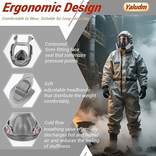 Full Face Respirator Mask with Filter, Reusable Mask Respirators with 6001 Activated Carbon Filter, Gas Masks for Painting, Dust, Welding, Cutting, Woodworking, Chemical, Organic Vapor