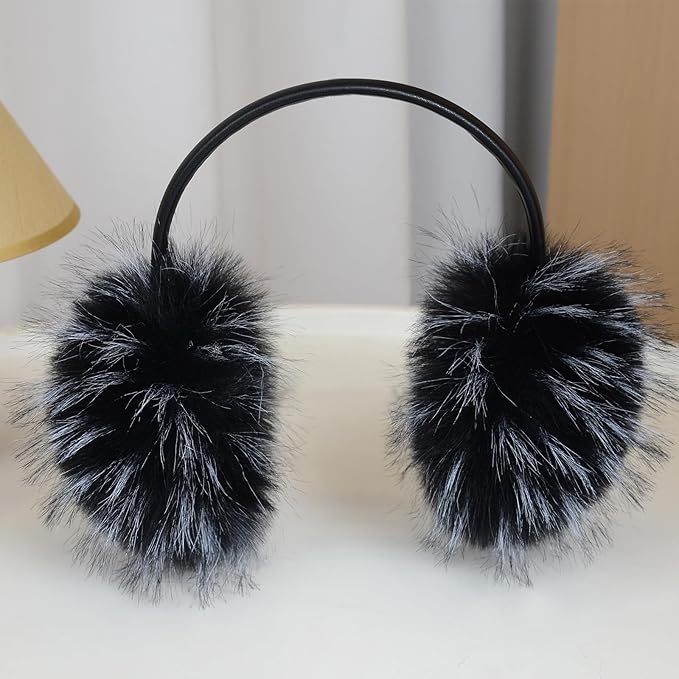 Women's Faux Fur Ear Muffs For Winter Women - Warm Faux Fur Fuzzy Ear Muffs Windproof Cold Weather Ear Warmers