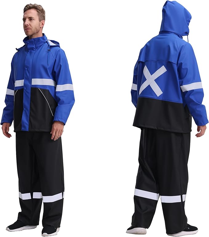 Rain Suit for Men Heavy Duty Workwear Waterproof Jacket with Pants 3 Pieces