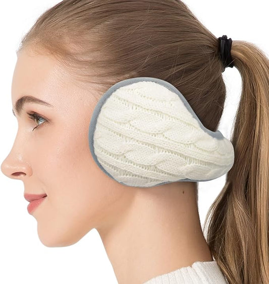 Venswell Knit Ear Muffs for Winter Women Men Soft Earmuffs Cold Weather Fleece Ear Warmers Cover Foldable & Adjustable